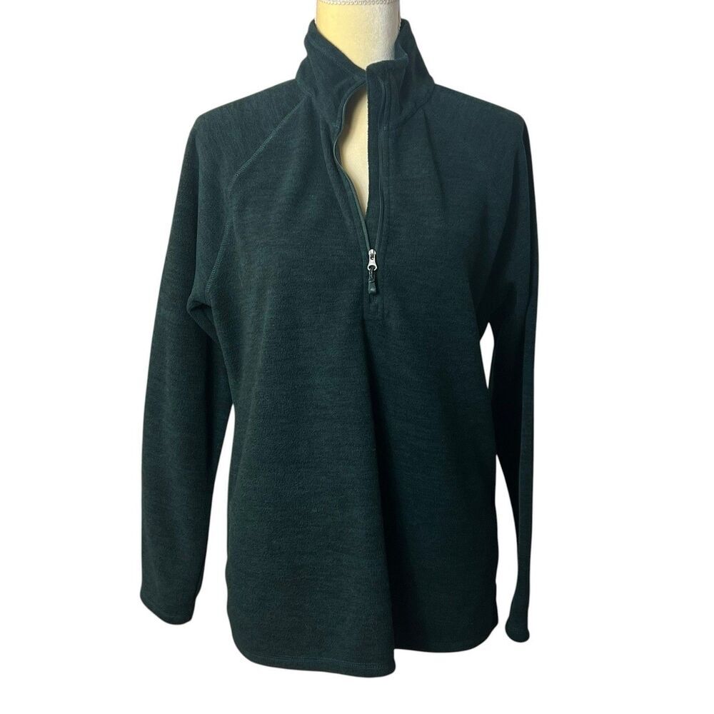 Eddie Bauer Women's Quarter Zip Fleece Pullover Sweater Dark Green Size Large - Picture 8 of 8